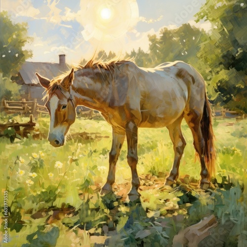 A mule stubbornly refuses to budge as its owner pulls on the reins.