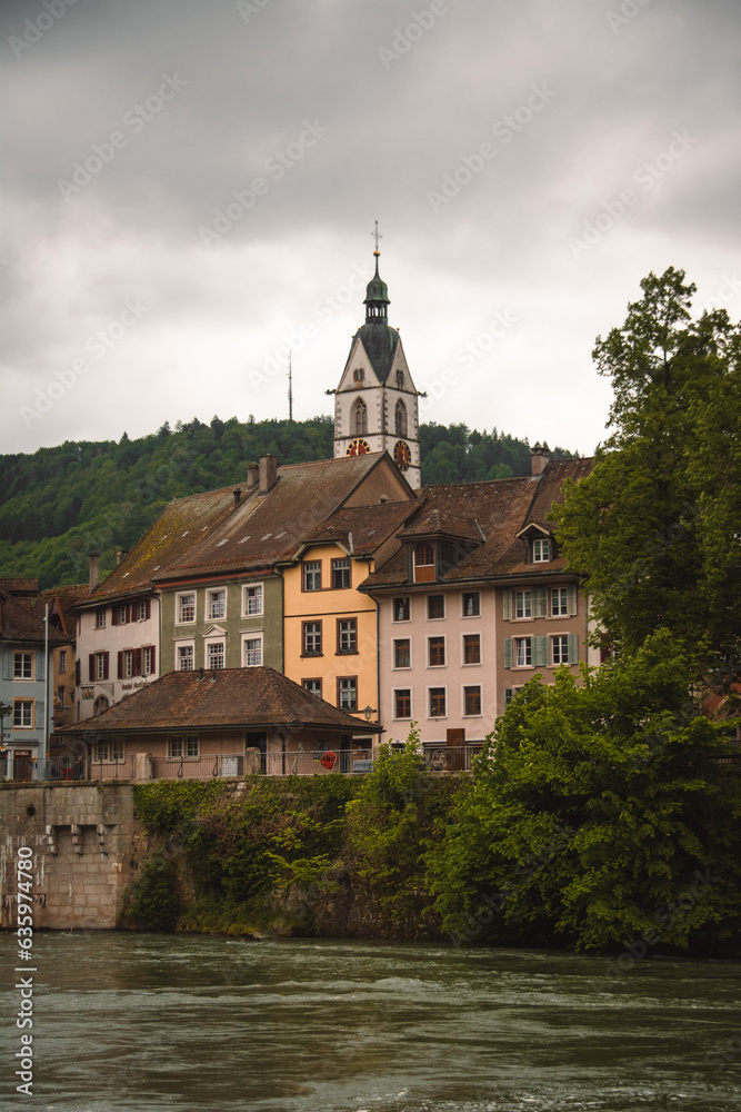 Fototapeta premium Rheinblick in Laufenburg