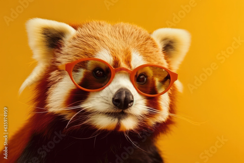 Cute red panda in shades, a popular attraction in zoos. Found in Himalayan region, an omnivore and a symbol of zoological diversity. AI Generative.