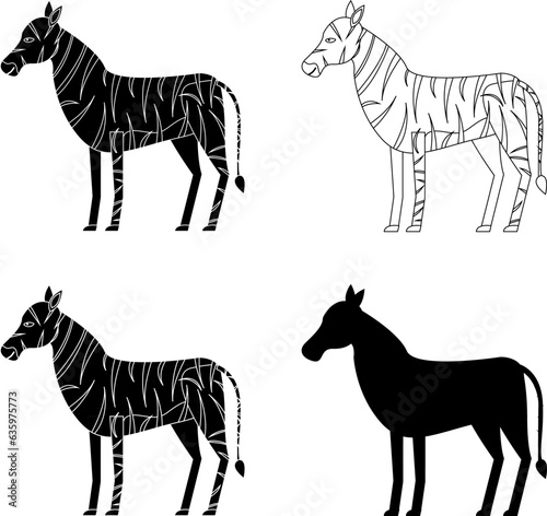 set of zebra vector