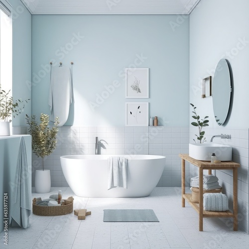 Obraz na płótnie Stylish bathroom interior design with  a jacuzzi tub