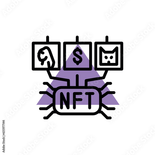 Fungible finance color line icon. Blockchain technology