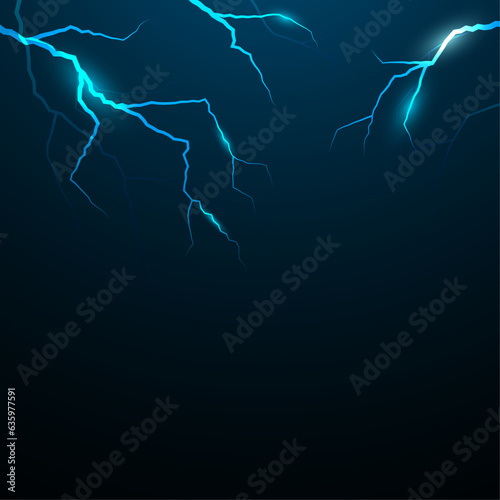 Lightning bolt vector style on blue gradient background