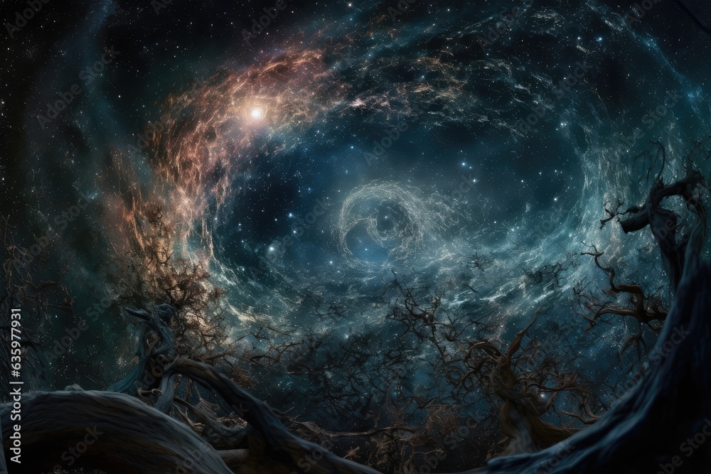 Galaxies, stars and nebulae dance in the cosmos., generative IA