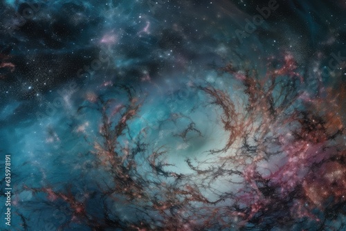 Stunning universe: galaxies, auroras and twinkling stars in cosmic harmony., generative IA © JONATAS