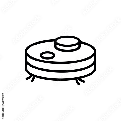 Robot vacuum cleaner black line icon. Household appliance.