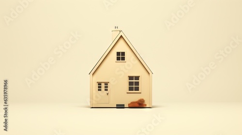  a small house with a dog in front of it on a white background.  generative ai © Nadia