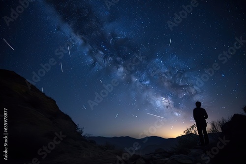Star hunter and faithful hounds, constellations adorn the night sky., generative IA © JONATAS