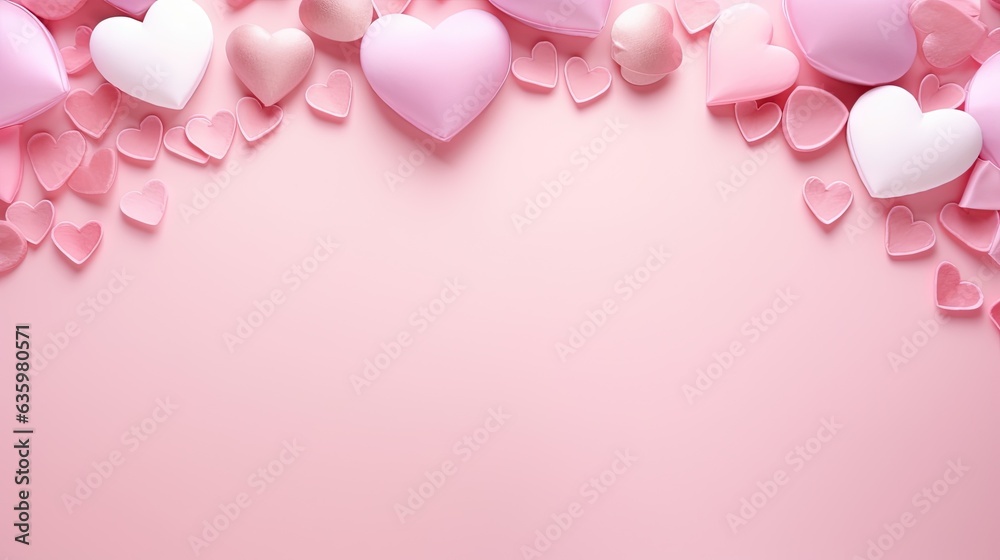  a pink background with many pink hearts on the bottom of it.  generative ai