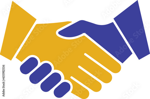Ukraine flag in handshake shape. Ukrainian national symbol design