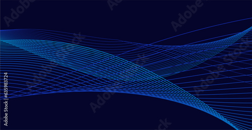 Flowing dark blue curve shape with soft gradient vector abstract background, relaxing and tranquil art, can illustrate health medical or sound of music.