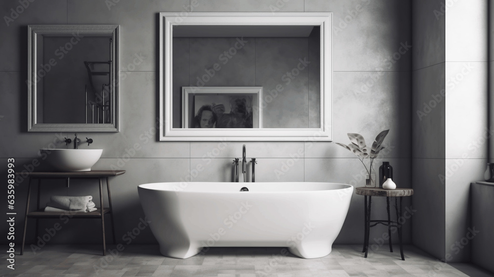 Modern Frame Mock up. Stylish Interior Design Background. Generative AI. Modern Frame Mock up. Stylish Interior Design Background. Generative AI.