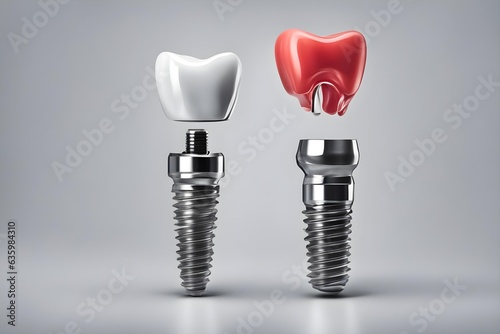 Parts of dental implant and dent.