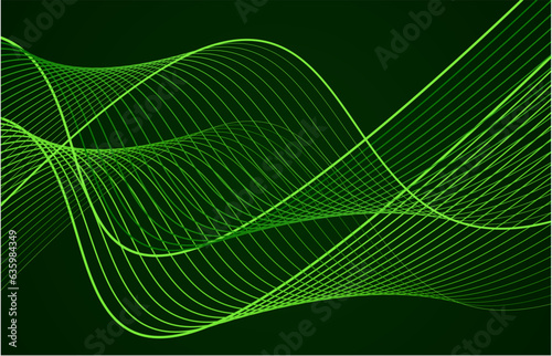 Abstract light speed motion effect, green light trail. Vector Illustration
