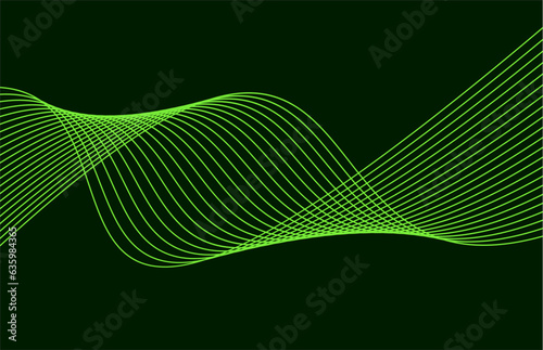 Abstract light speed motion effect, green light trail. Vector Illustration