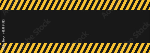 Black and yellow warning line striped rectangular background. Vector illustration