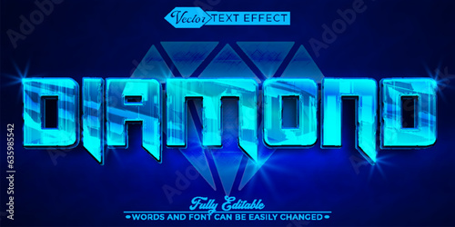 Luxury Blue Shiny Gems Diamond Vector Editable Text Effect Template