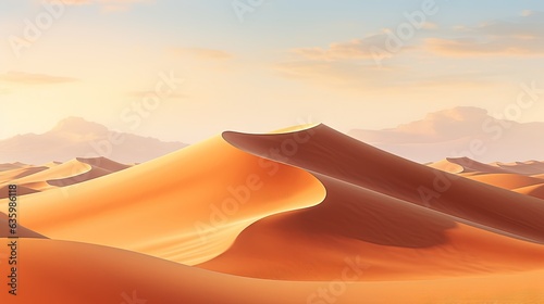  a desert landscape with sand dunes and clouds in the sky. generative ai