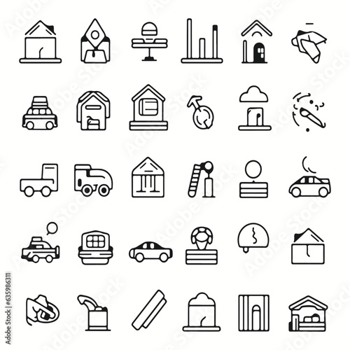 Loan and Credit web icons inline style. Credit card, deposit, car leasing, rate interest, income, rating, collection. Vector silhouettes illustration.