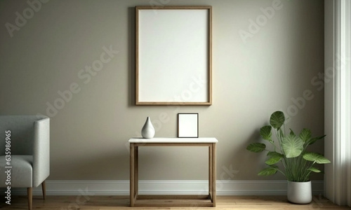 Modern Frame Mock up. Stylish Interior Design Background. Generative AI.