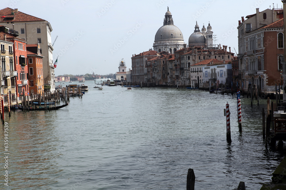 View of canal grande with gondolas from Campo della salute - Venice - Italy