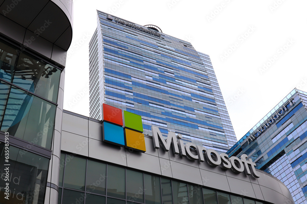 Los Angeles, California Microsoft logo at Microsoft Theater, XBOX