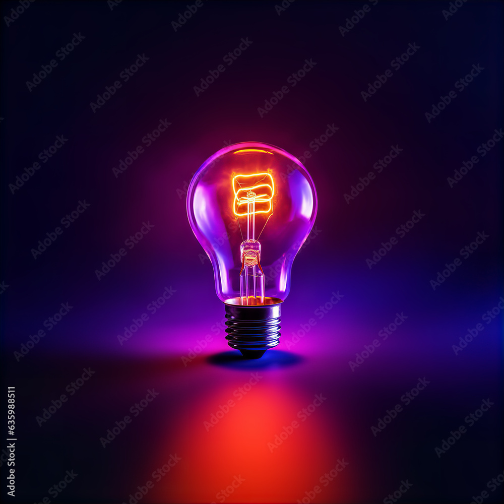 Incandescent Light Bulb Filament Element Energy Glow Purple Background Incandescent Light Bulb Filament Element Energy Glow Purple Background