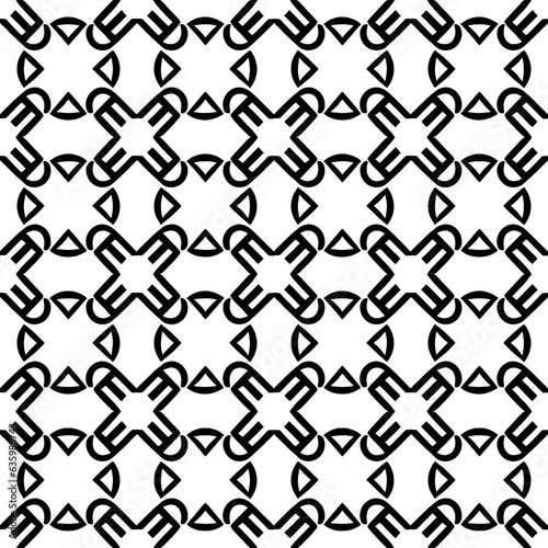 Seamless pattern with black and white geometric ornament. Vector illustration.