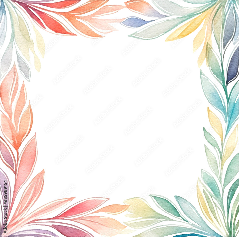 Leaves frame illustration created with Generative AI technology