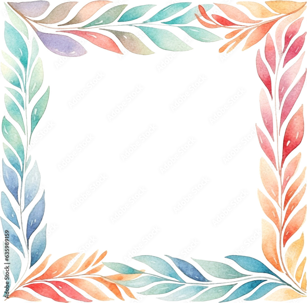 Leaves frame illustration created with Generative AI technology Leaves frame illustration created with Generative AI technology
