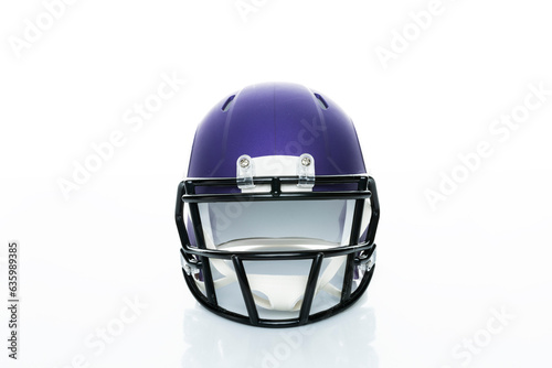 Helmet to practice American football in purple on a white background