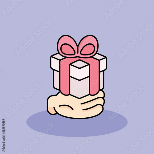 Gift Box Free vector cartoon icon illustration. customer experience icon concept isolated . flat cartoon style