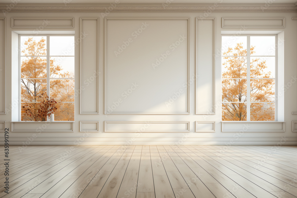 Fototapeta premium empty room with wooden floor