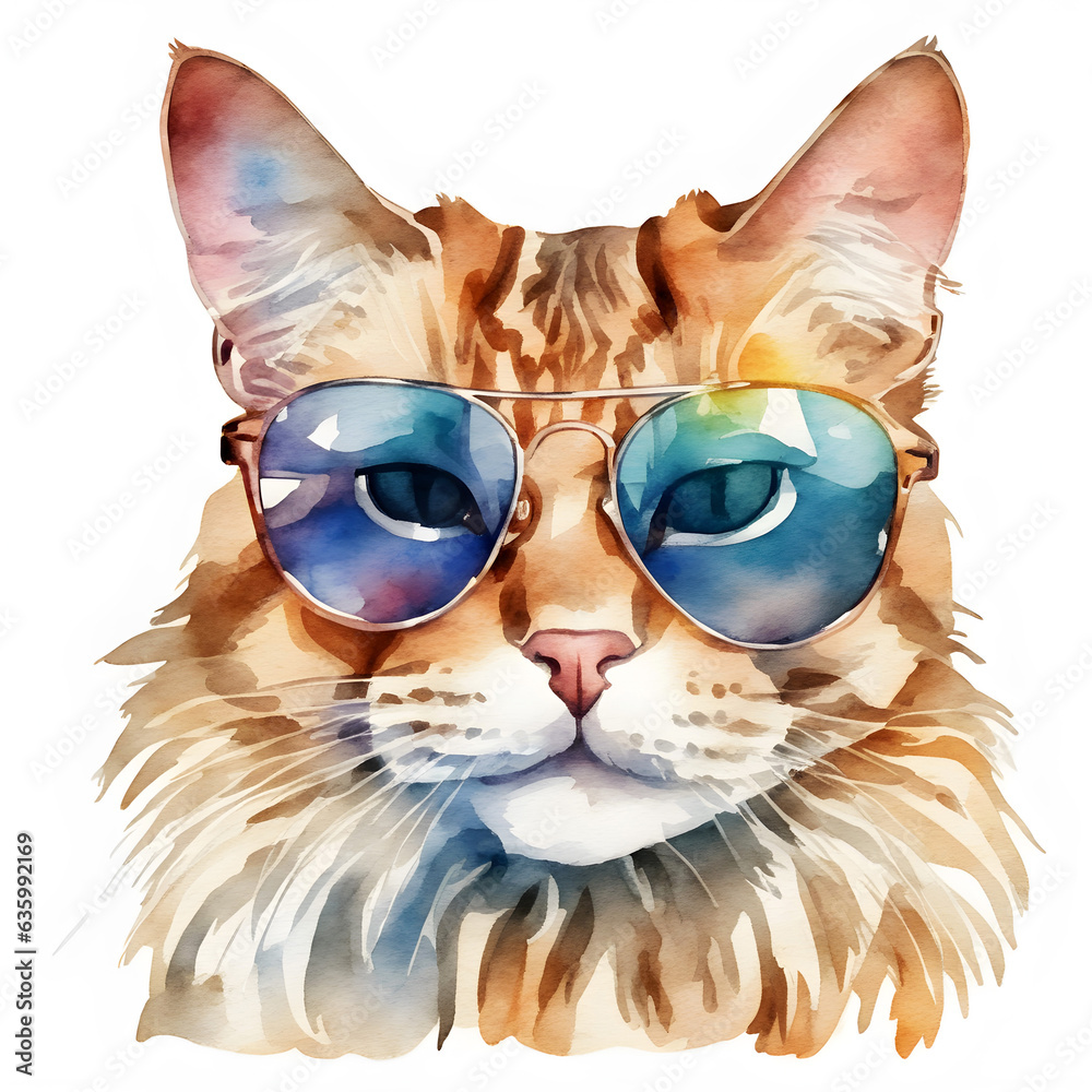 Red cat with glasses