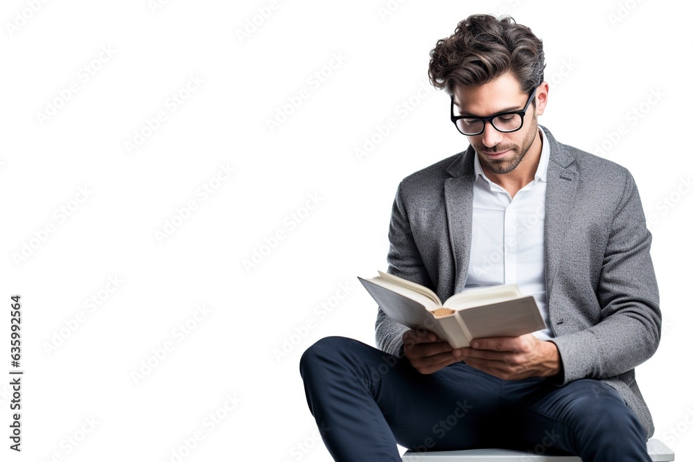 young man with glasses sitting reading young man with glasses sitting reading