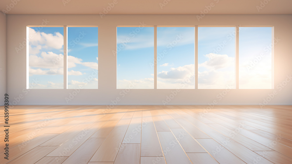 Fototapeta premium empty room with wooden floor