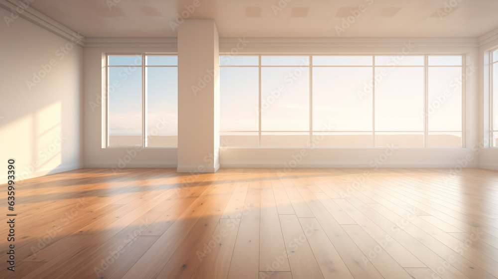 Fototapeta premium empty room with wooden floor