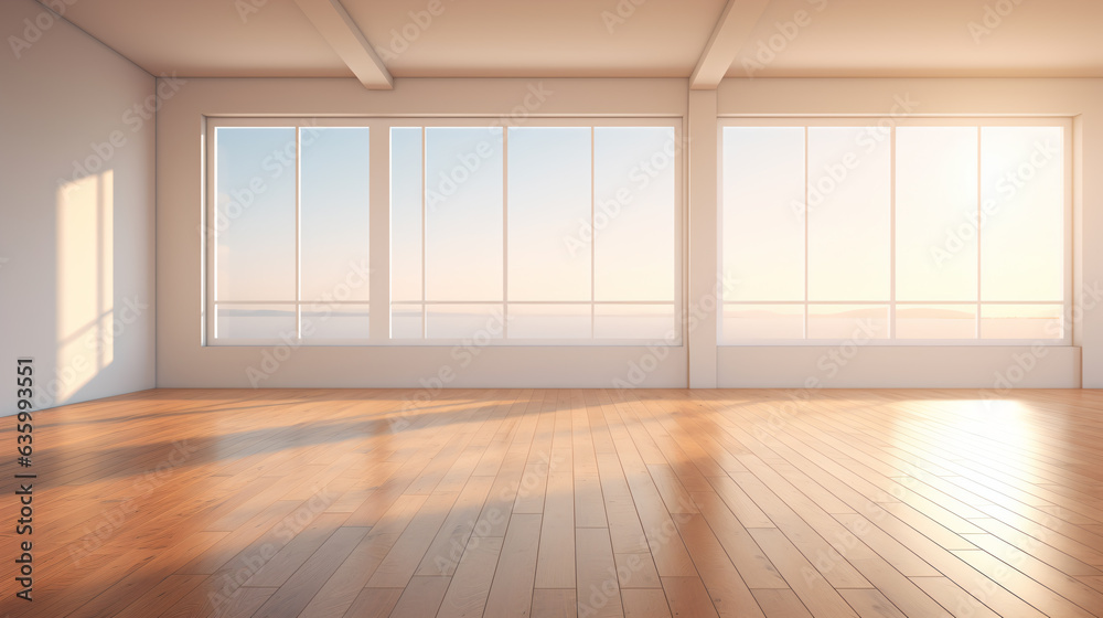 Fototapeta premium empty room with wooden floor