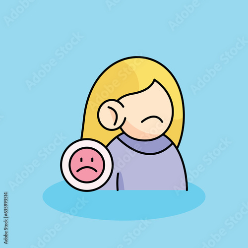 Unhappy girl Free vector cartoon icon illustration. customer experience icon concept isolated . flat cartoon style