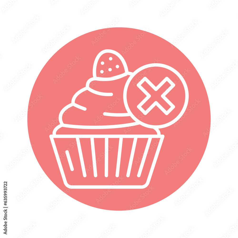 Forbidden food line icon. Isolated vector element. Forbidden food line icon. Isolated vector element.