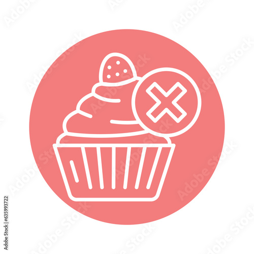 Forbidden food line icon. Isolated vector element.