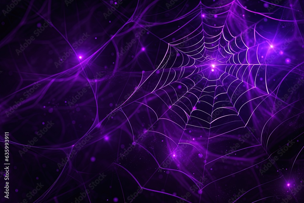 Purple spider web background, spider web pattern, Generative AI
