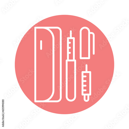 Syringe pen line icon. Isolated vector element.