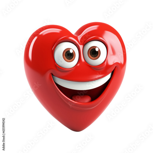 3d heart character isolated on white. Happy smiling heart. Healthy living concept. Generative AI.