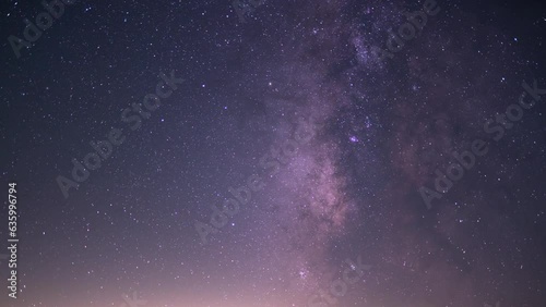 Milky Way Galaxy and Delta Aquarids Meteor Shower Above Trona Pinnacles 50mm Southeast Sky Purple Death Valley Region California USA Time Lapse