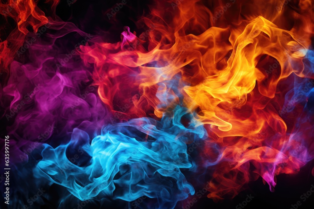 colorful smoke in a dark and vibrant composition colorful smoke in a dark and vibrant composition