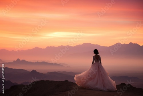 a woman enjoying a breathtaking sunset view from the peak of a mountain