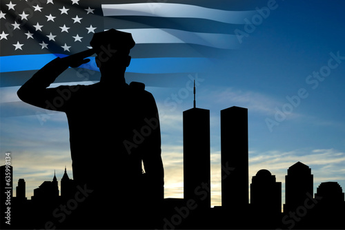 Never Forget September 11, 2001. Patriot Day USA poster. EPS10 vector