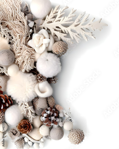 Winter decorations frame elements, white background © EricG