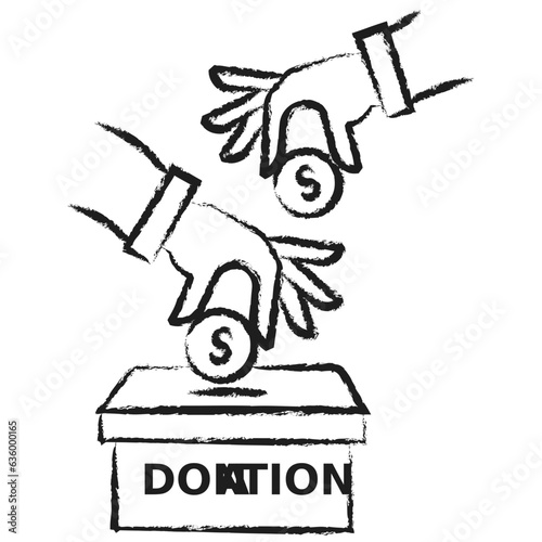 Hand drawn Charity box icon